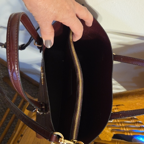 Coach Burgundy Croc-Embossed Leather Tote - Picture 5 of 5